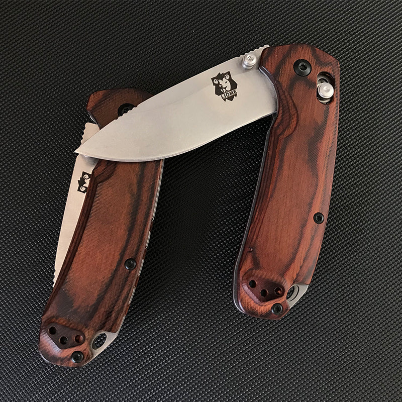 Liome 15031 Folding Wooden Handle Stonewash Outdoor Pocket Tool