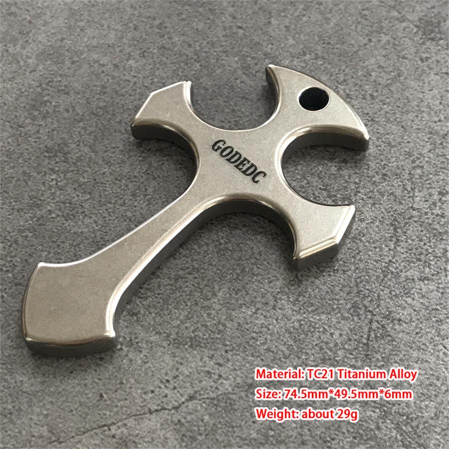 GODEDC Titanium Cross Necklace Keychain Backpack Pendant EDC Tool