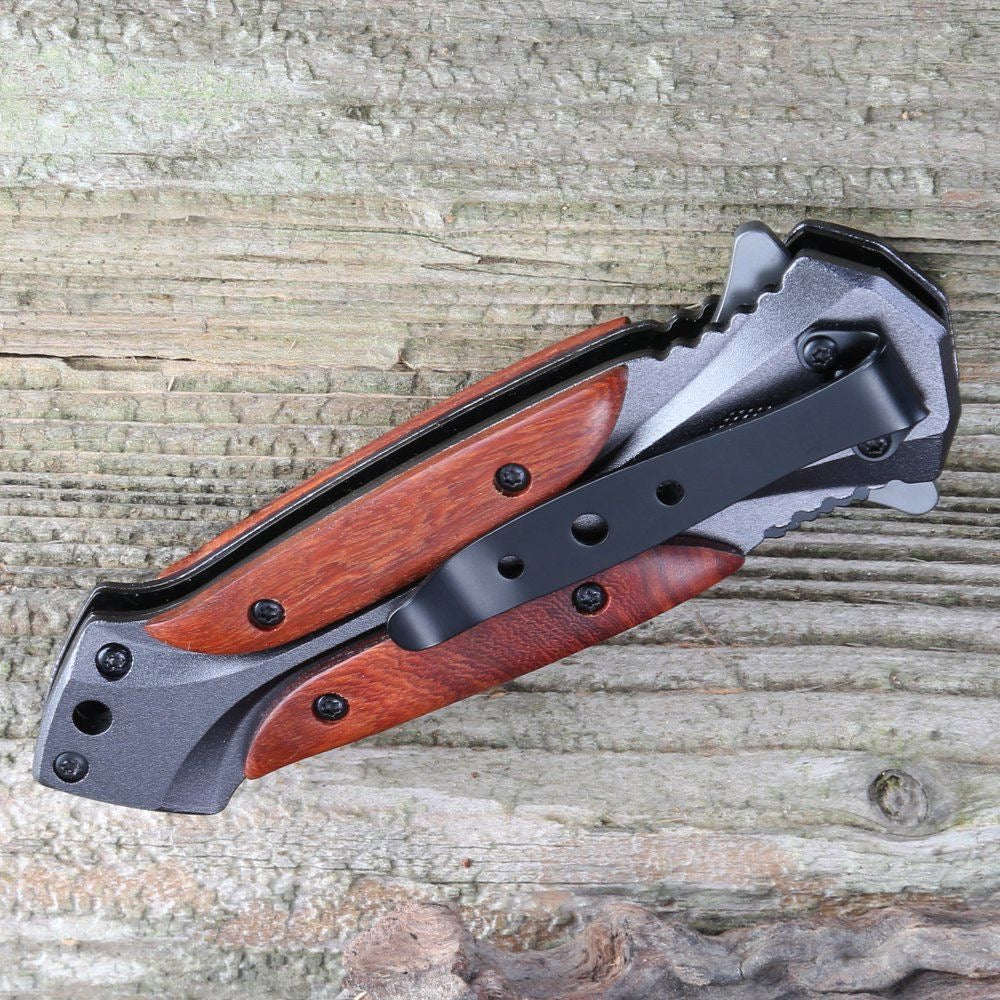 BM Wooden Handle Folding Outdoor Pocket Tool