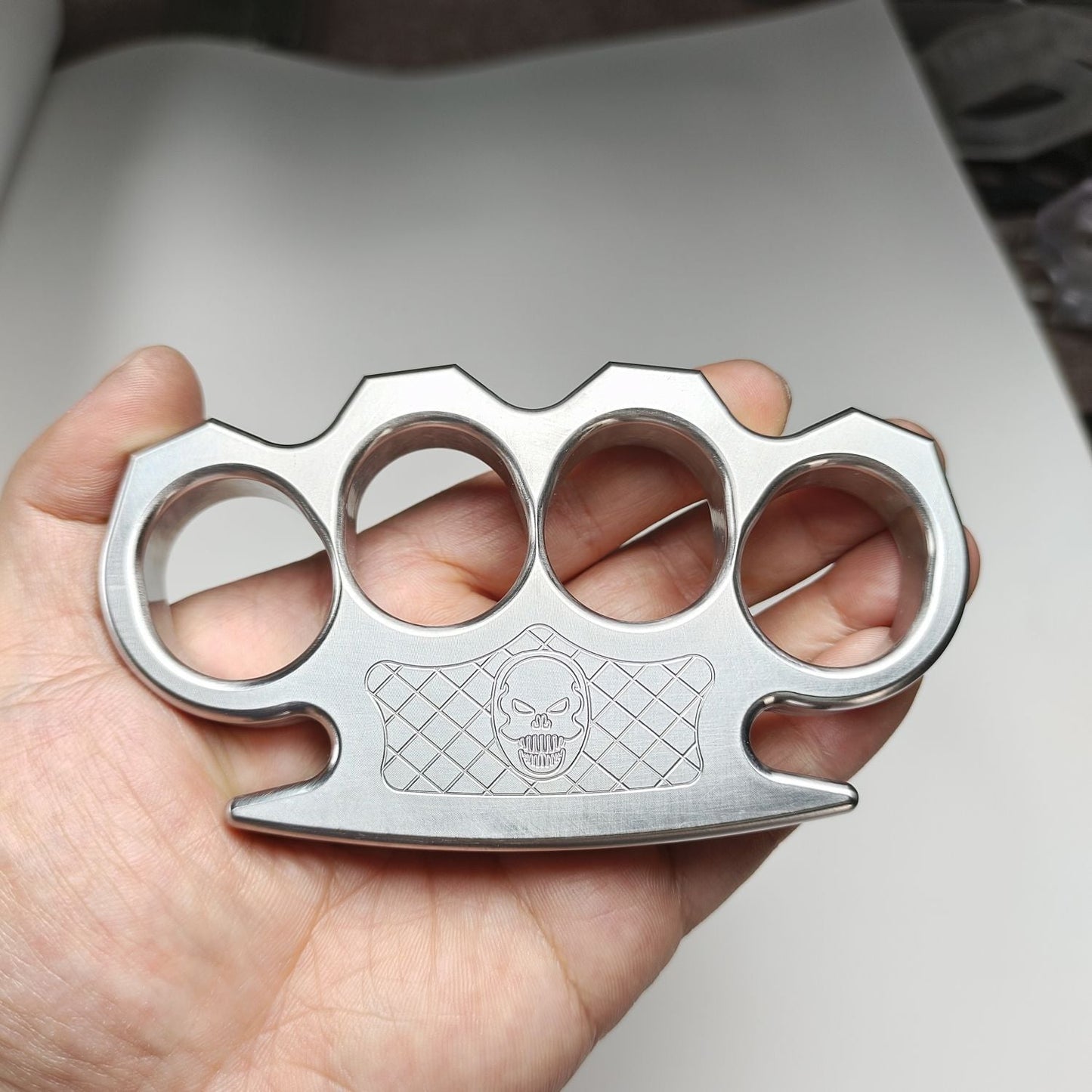 Steel Corrugated Skull Pattern Large Hole Bottle Opener EDC Tool