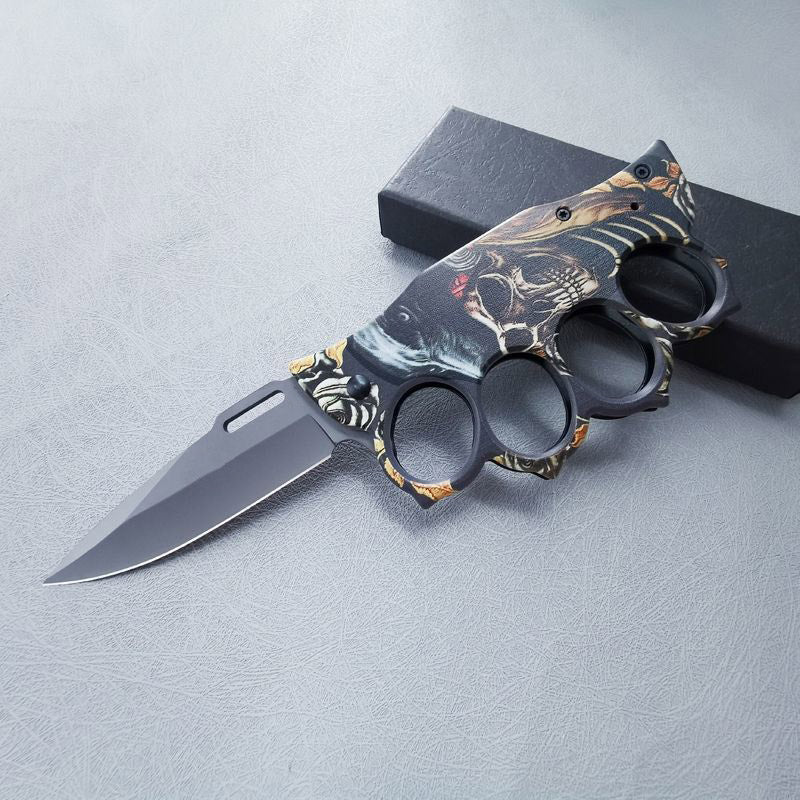 Wooden Handle Folding Outdoor Pocket Four Holes EDC Tools
