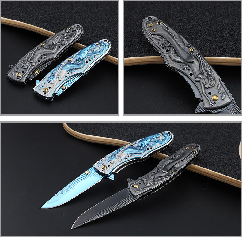 Mermaid-Embossed Handle Folding Outdoor Pocket EDC Tool