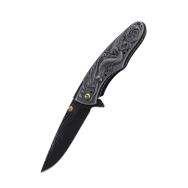 Mermaid-Embossed Handle Folding Outdoor Pocket EDC Tool