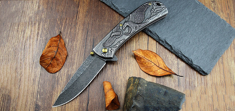 Sheep Eagle Horse-Embossed Handle Folding Outdoor Pocket EDC Tool