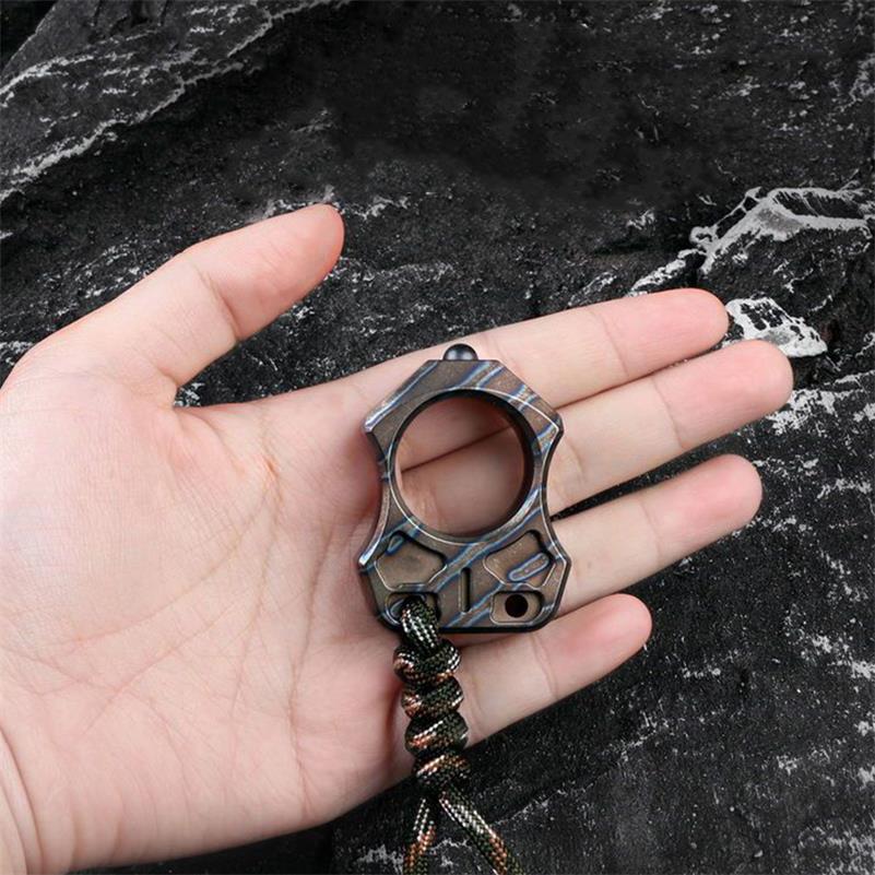 Handmade Titanium Portable Single Hole Creative EDC Outdoor Keychain Backpack Tool