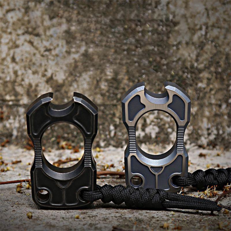 Single Finger TC4 Titanium Black Mini Bottle Outdoor EDC Tool
