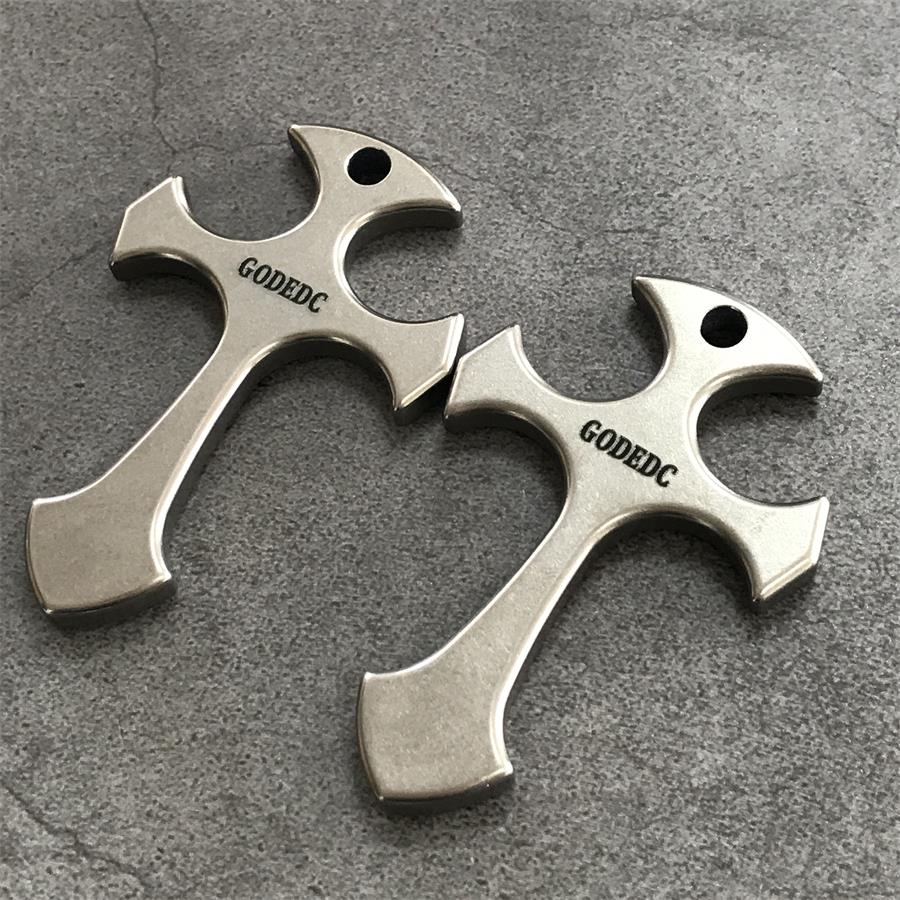 GODEDC Titanium Cross Necklace Keychain Backpack Pendant EDC Tool