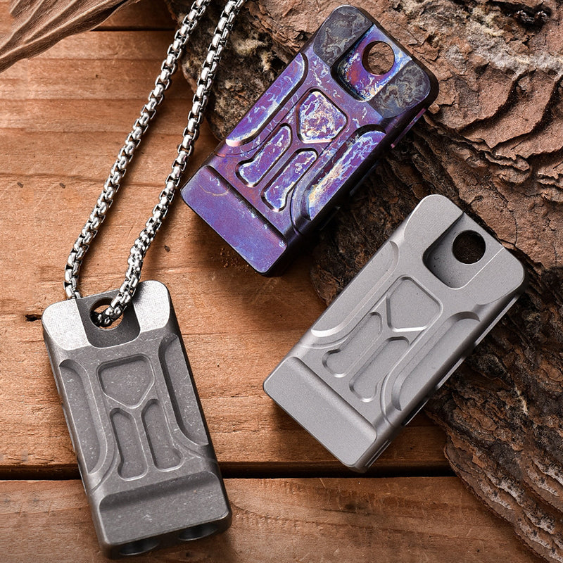 Titanium Pendant Whistle Double Barrel
