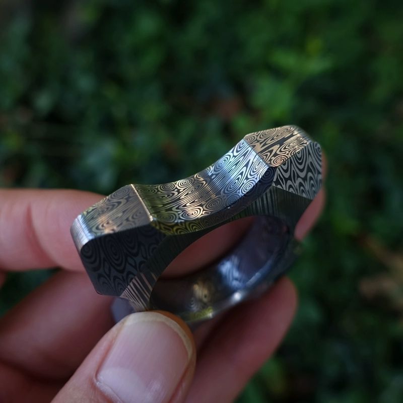 Damascus One Hole with Damask Pattern Bottle Opener EDC Tool