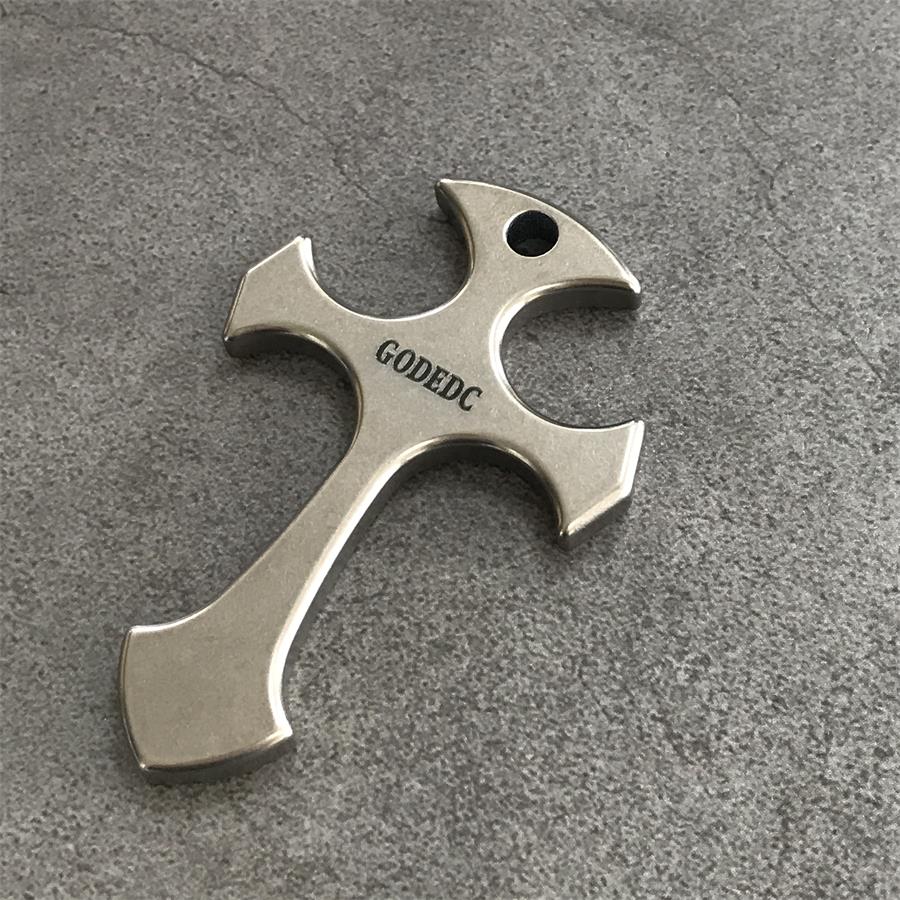 GODEDC Titanium Cross Necklace Keychain Backpack Pendant EDC Tool