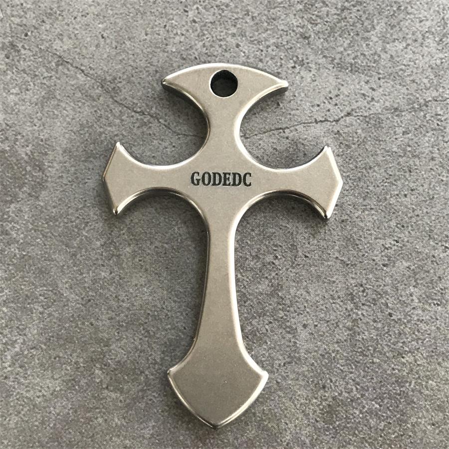 GODEDC Titanium Cross Necklace Keychain Backpack Pendant EDC Tool