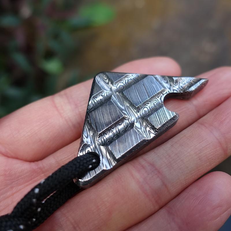 Damascus Pattern Bottle Opener Keychain Backpack Mini EDC Tool