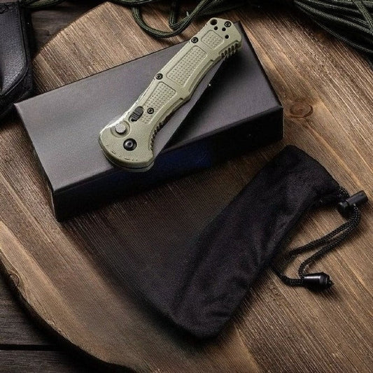 BM9070 Nylon Fiber Handle CNC Water-milled Gray Titanium-plated D2 Steel Outdoor Portable Knife