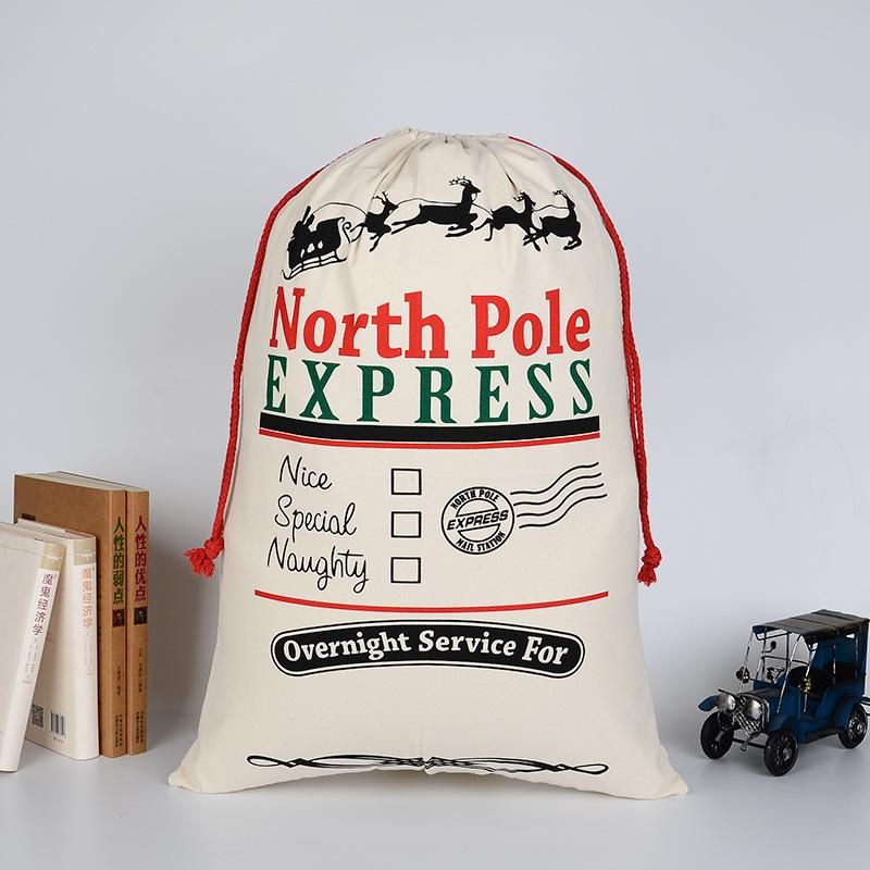 Large Thick Canvas Bag Christmas Gift Cotton Eco-Friendly Drawstring Bag
