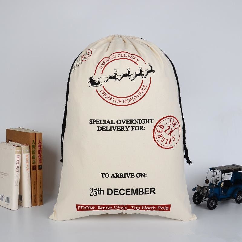 Large Thick Canvas Bag Christmas Gift Cotton Eco-Friendly Drawstring Bag