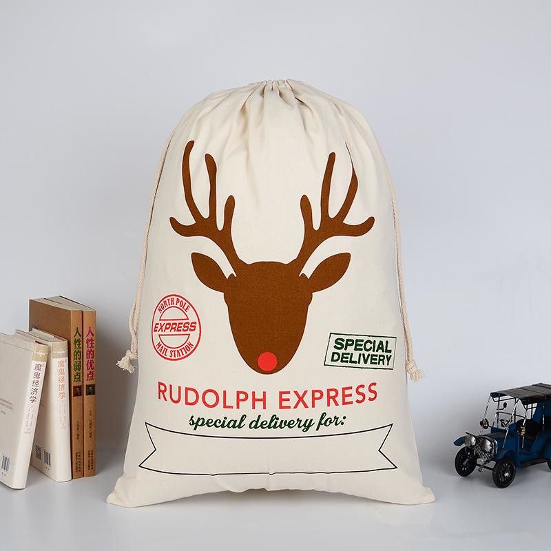 Large Thick Canvas Bag Christmas Gift Cotton Eco-Friendly Drawstring Bag