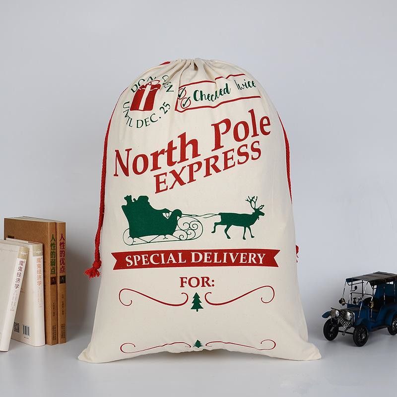 Large Thick Canvas Bag Christmas Gift Cotton Eco-Friendly Drawstring Bag