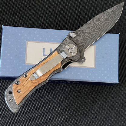 Liome 339 Damascus Pocket Folding Outdoor EDC Tool