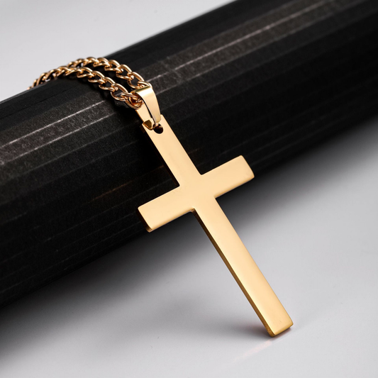 Cross-shaped Smooth Titanium Steel Pendant Necklace