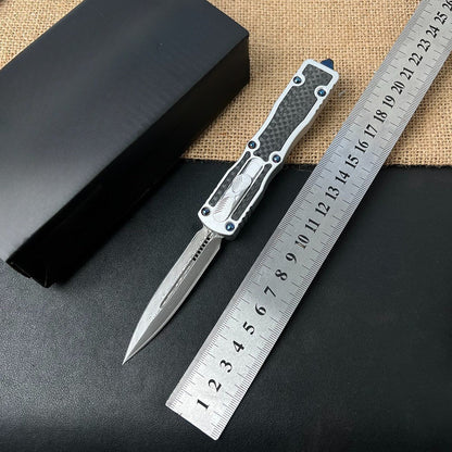 Damascus Carbon Fiber White Handle Aluminum Alloy Outdoor Portable Knife