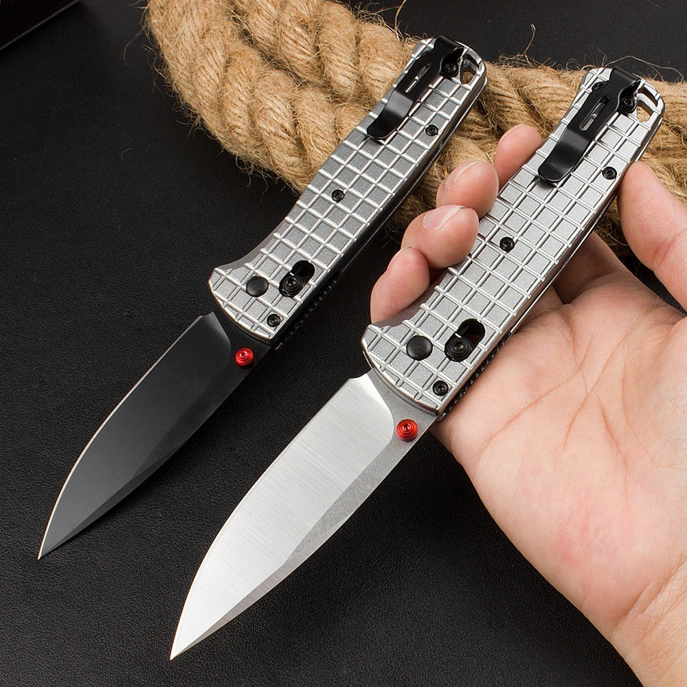 BM535 Bk-4 Checkered Aluminum Handle D2 Outdoor Folding Knife