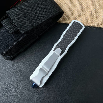 Damascus Carbon Fiber White Handle Aluminum Alloy Outdoor Portable Knife