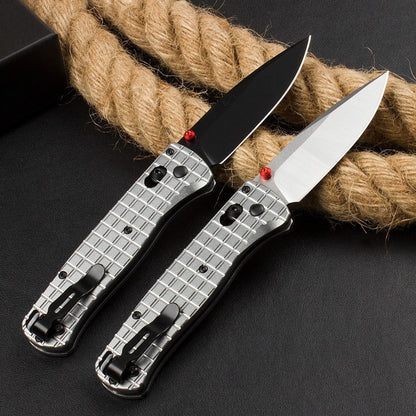 BM535 Bk-4 Checkered Aluminum Handle D2 Outdoor Folding Knife