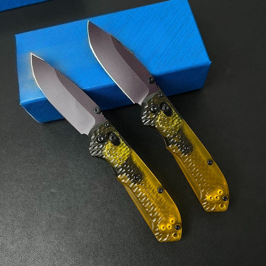 BM Mini 565PL-2501 Hammered Clear PEI Handle Outdoor Knife