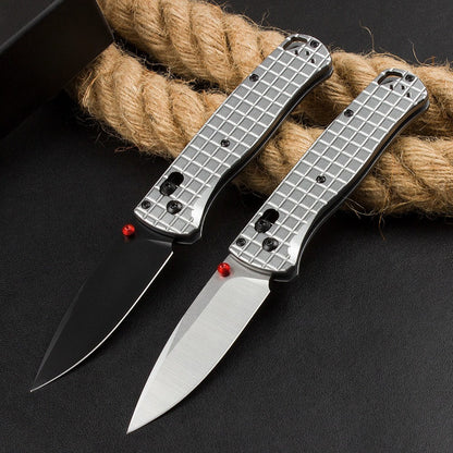 BM535 Bk-4 Checkered Aluminum Handle D2 Outdoor Folding Knife
