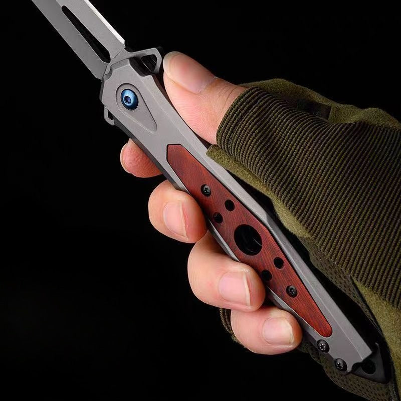 G10 Redwood Handle Folding Outdoor Knife