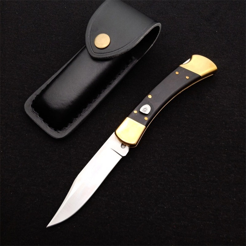 Single Handle Copper Rivet Black Rosewood Wood Bk 110 Folding Knife