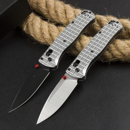 BM535 Bk-4 Checkered Aluminum Handle D2 Outdoor Folding Knife