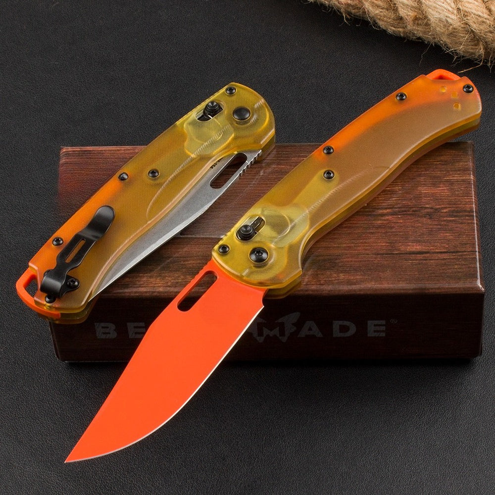 BM15535 Yellow PEI Transparent Edition Outdoor Folding Knife