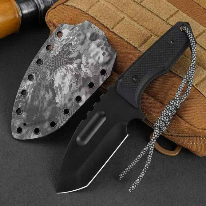 Black Titanium G10 Dual-Color Camouflage Pattern K-Sheath Outdoor Knife