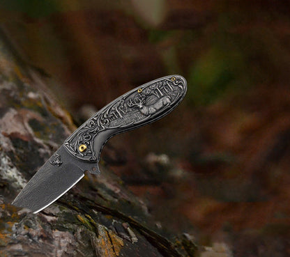 Deer-Embossed Handle Folding Outdoor Pocket EDC Tool