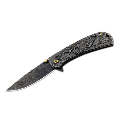 Sheep Eagle Horse-Embossed Handle Folding Outdoor Pocket EDC Tool