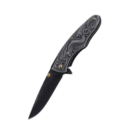 Mermaid-Embossed Handle Folding Outdoor Pocket EDC Tool
