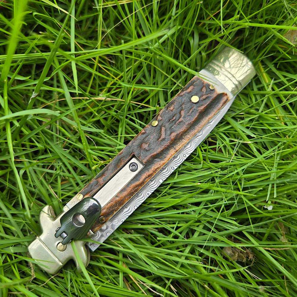 Classic Antler Handle Damascus Outdoor Knife