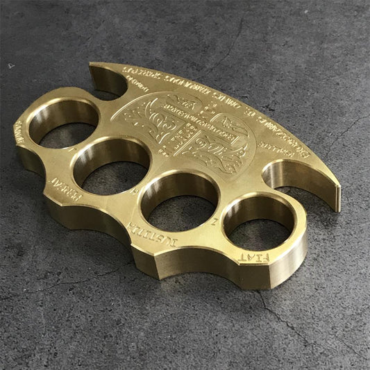 Strong Brass Knuckle Dusters EDC Outdoor Tool — detail of the finish and edges.