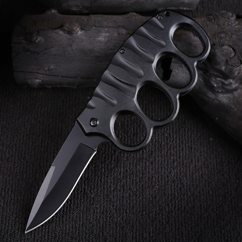 Multifunctional Four-hole Outdoor Black-plated Titanium Carbon Fiber Tool