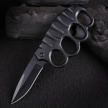 Multifunctional Four-hole Outdoor Black-plated Titanium Carbon Fiber Tool
