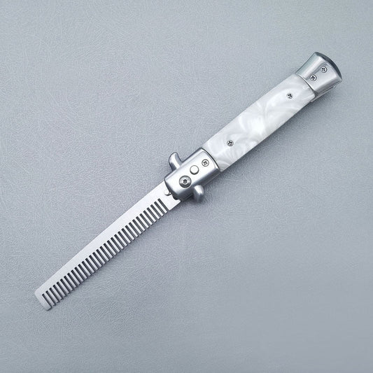 Stainless Steel OTF Folding Unsharpened Ornamental Comb Knife