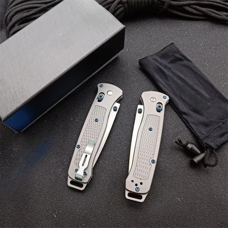 BM537GY M390 Steel Titanium Alloy Handle Outdoor Folding Knife
