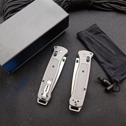 BM537GY M390 Steel Titanium Alloy Handle Outdoor Folding Knife