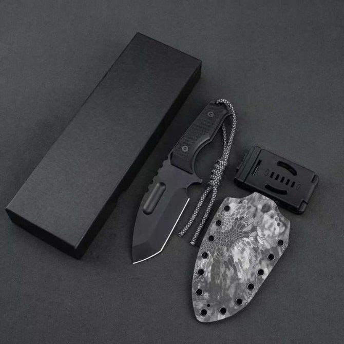 Black Titanium G10 Dual-Color Camouflage Pattern K-Sheath Outdoor Knife