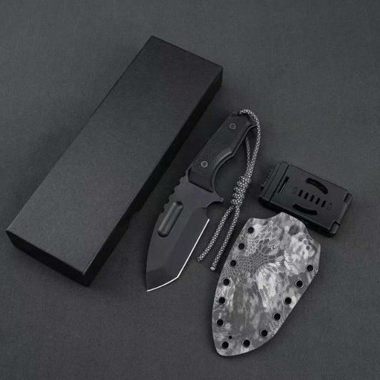 Black Titanium G10 Dual-Color Camouflage Pattern K-Sheath Outdoor Knife