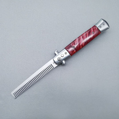 Stainless Steel OTF Folding Unsharpened Ornamental Comb Knife