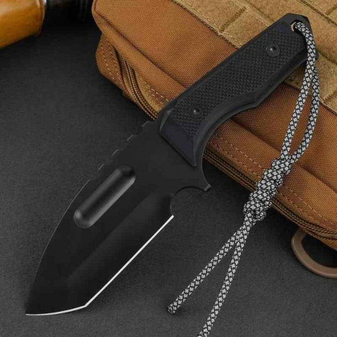 Black Titanium G10 Dual-Color Camouflage Pattern K-Sheath Outdoor Knife