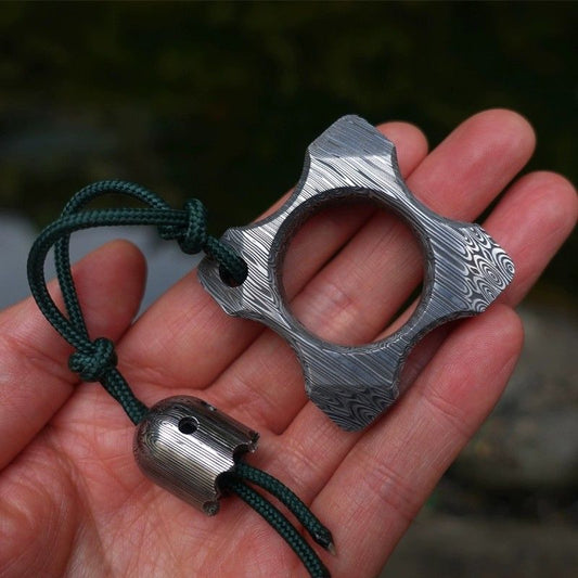 Damascus One Hole with Damask Pattern Bottle Opener EDC Tool