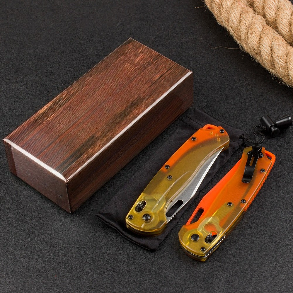 BM15535 Yellow PEI Transparent Edition Outdoor Folding Knife